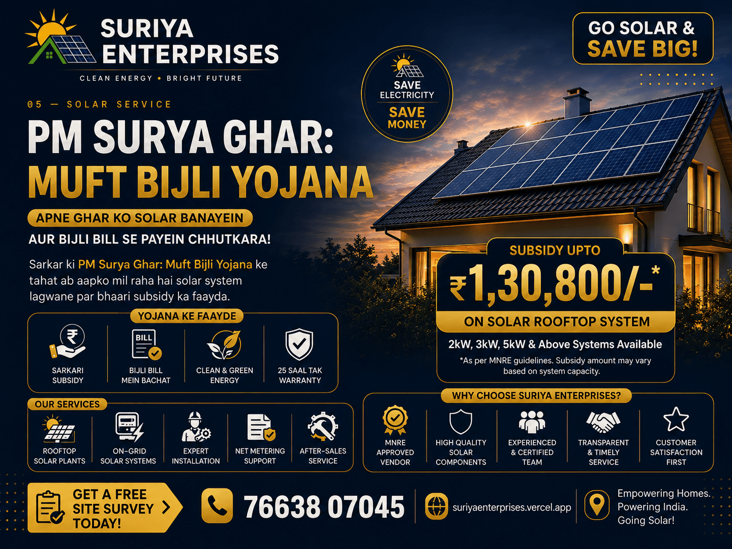Rooftop solar panel installation service